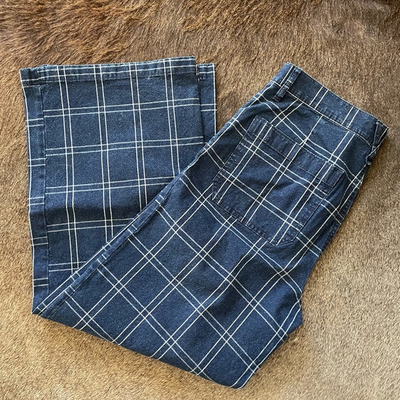 J Crew Windowpane Plaid Wide Leg Jeans - Picture 3 of 5